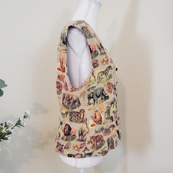Unique Vintage Silk animal Vest by Anne Pinkerton! Size Large. - Picture 2 of 10